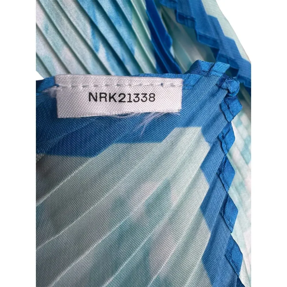 Vintage Blue Ombre Pleated Scarf Accordion Chiffon Lightweight Coastal Wrap